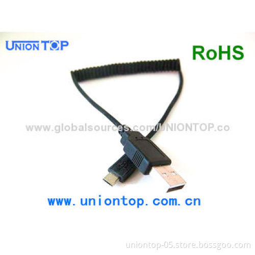Spring Coiled USB 2.0 A Male to Micro Male Data Cable with High Quality